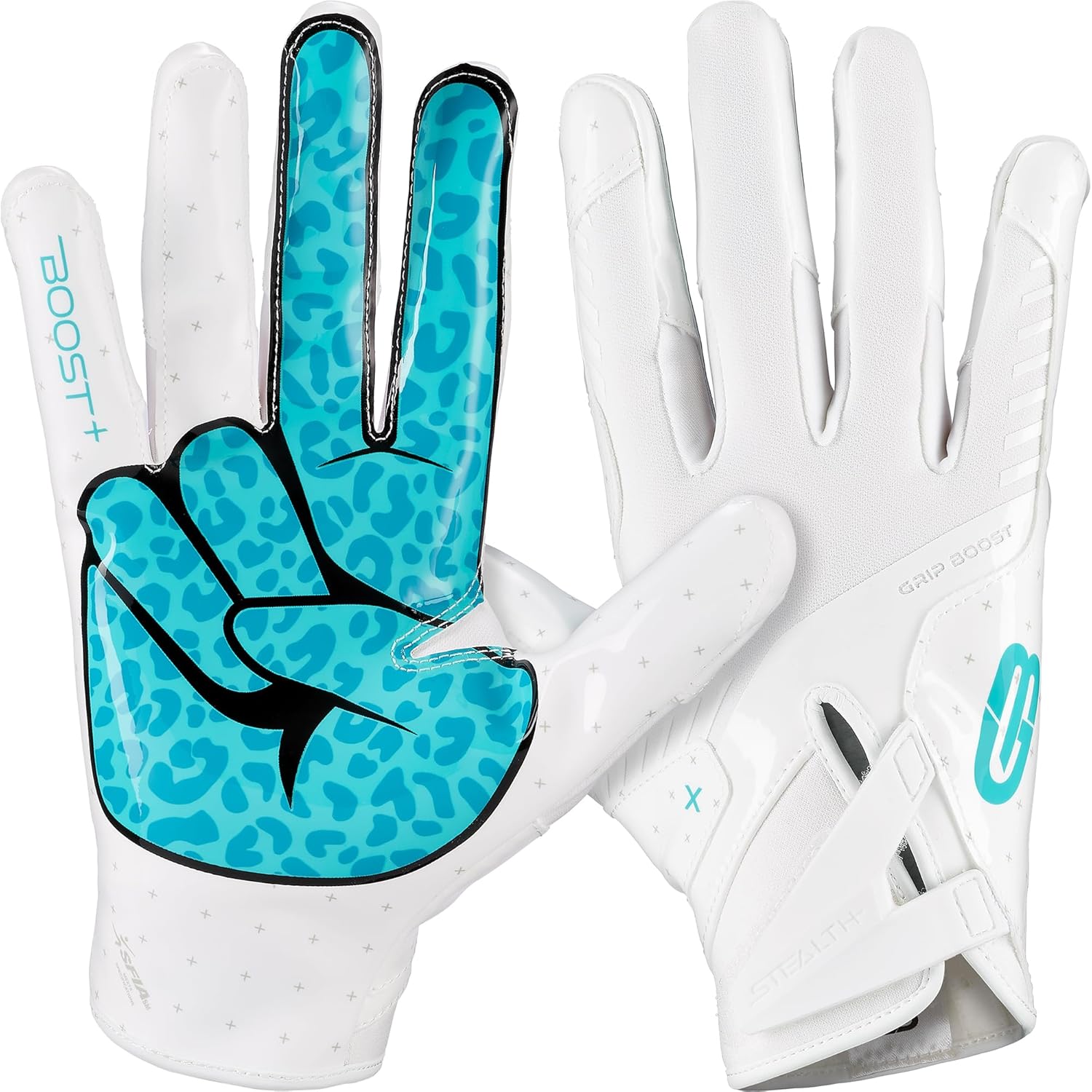 Grip Boost Football Gloves - Peace Stealth 6.0 Boost Plus Sticky Technology - Adult and Youth Football Gloves for Wide Receiver - Men's and Boys Sizes