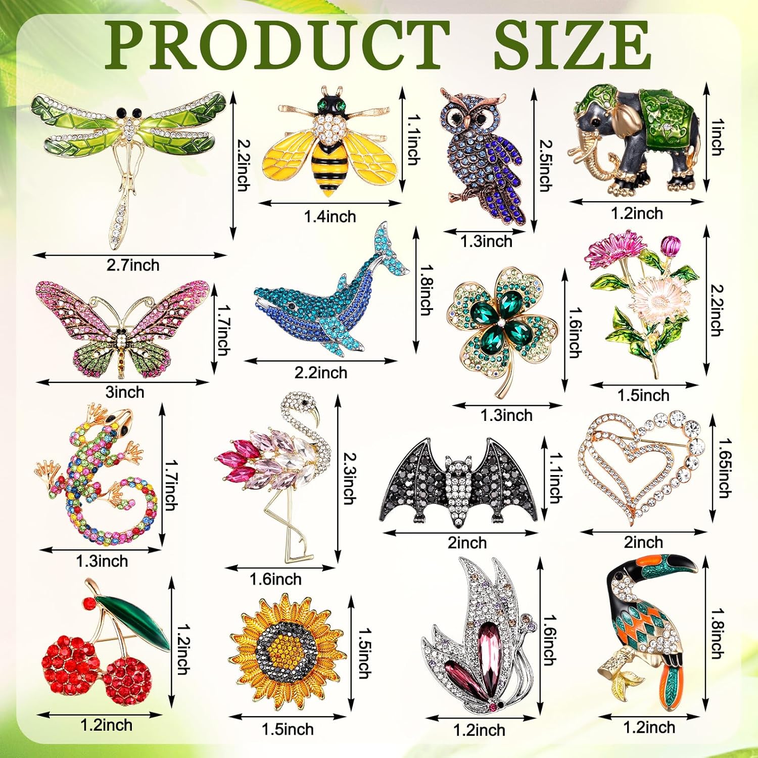 Sasylvia 16 Pcs Women Brooch Set Rhinestone Vintage Animal Insect Plant Pins Brooches Bulk for Women Girls Valentines gifts - Image 4
