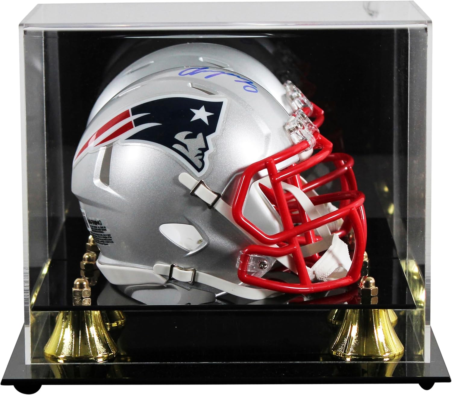 Patriots Christian Gonzalez Signed Speed Mini Helmet W/Case W/Blue Sig BAS Wit