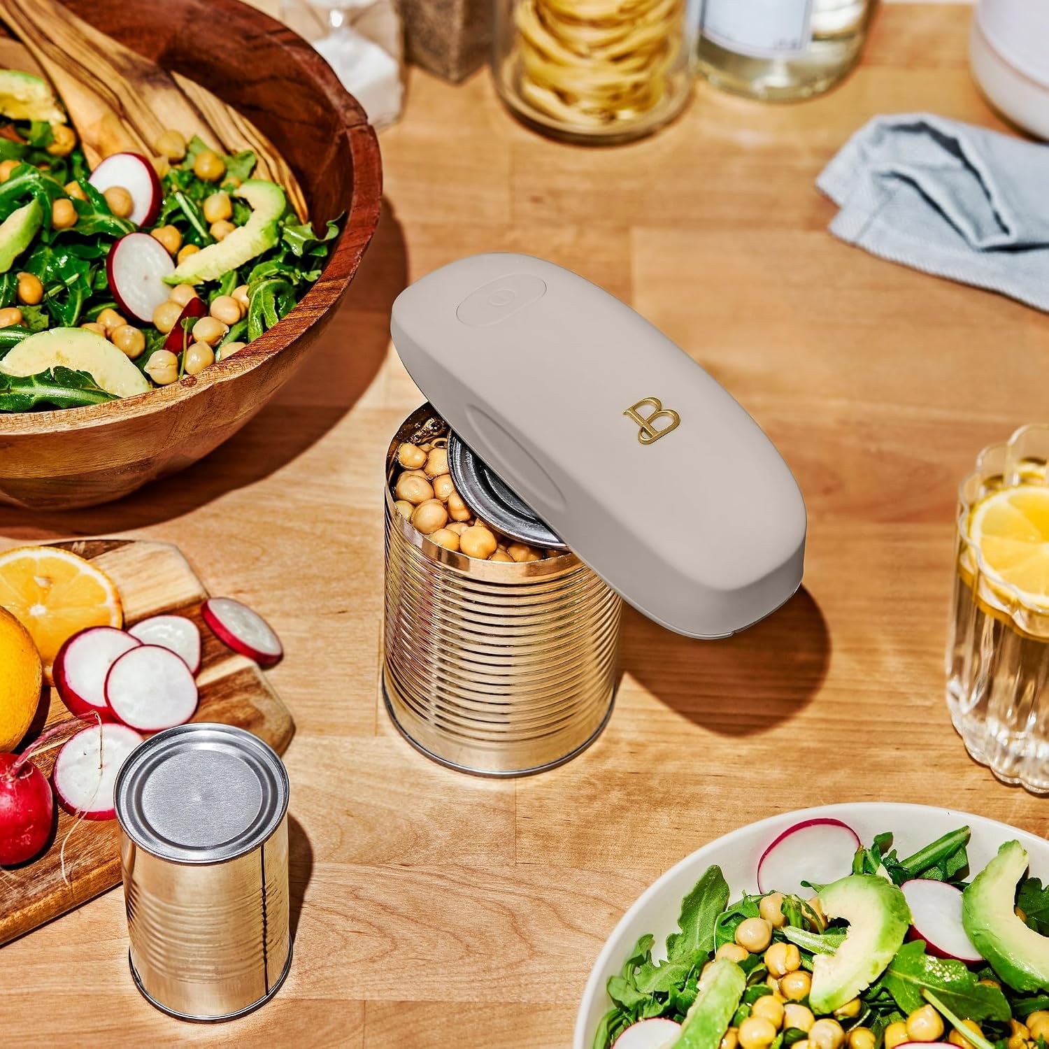 Beauty Battery Powered Electric Can Opener - Smooth Edge, No Sharp Edges, One-Touch Operation - Kitchen Gadgets, Kitchen Essentials for Seniors, RV Must Haves (Porcini Taupe)