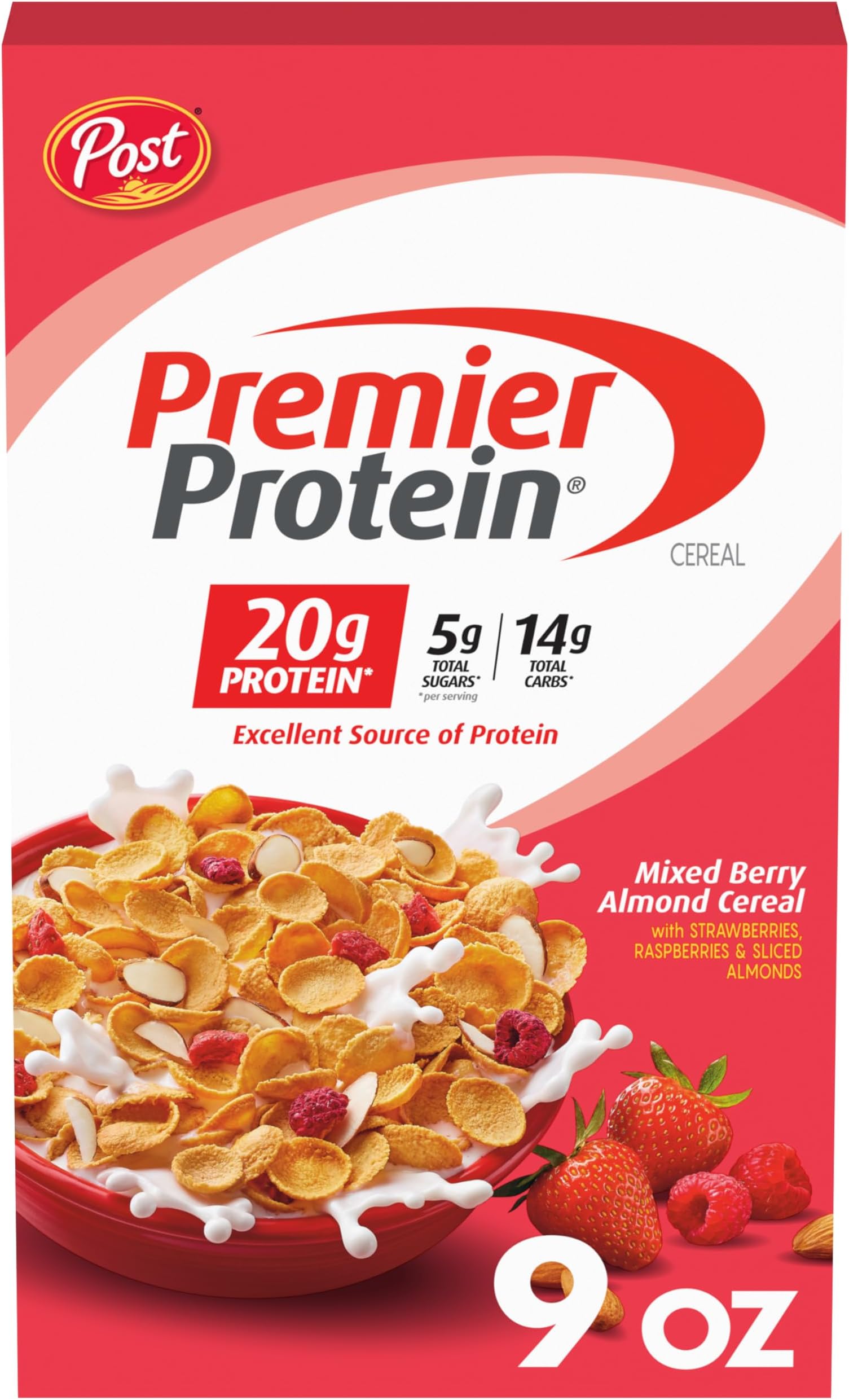 Post Premier Protein Mixed Berry Almond Cereal, 255g