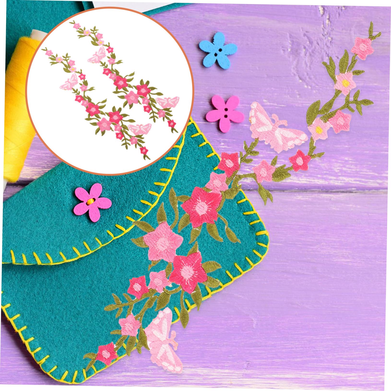 Adornos para Ropa, Parches Bordados de Tela Flores