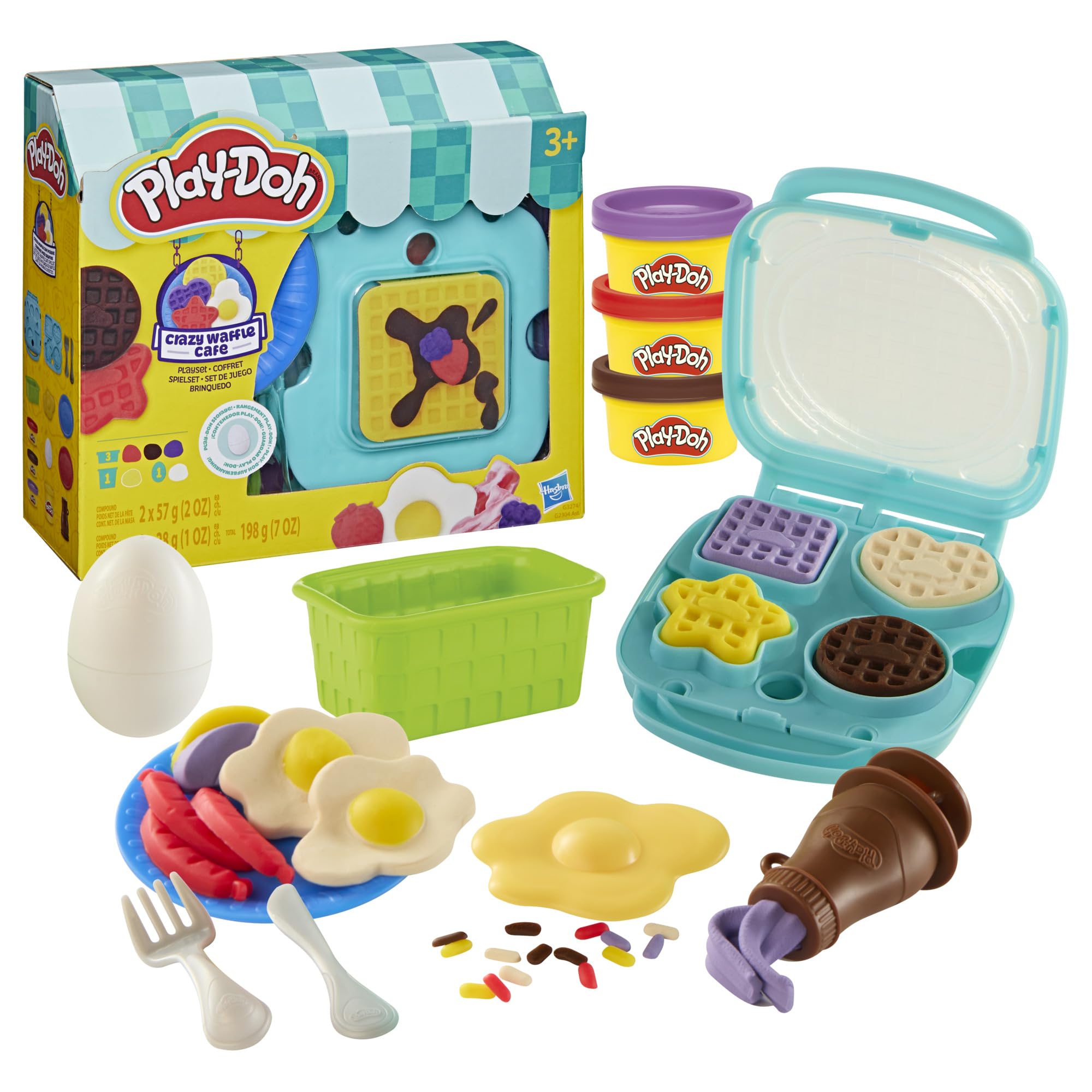 Crazy Waffle Cafe Playset, 8 Play Kitchen Accessories, Kids Arts & Crafts 3+