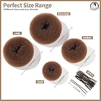 Vista 2 de Teenitor Creador de Moños de Cabello para Niñas - Donas para el Cabello, Moño de Ballet en 4 Tamaños, Marrón Claro