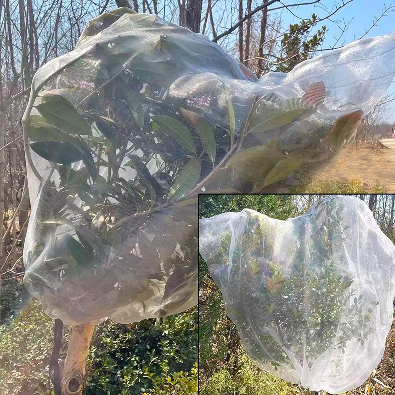 WLWLEO Malla de Red de Barrera contra Insectos para Plantas de jardín, Paquete de 4 Bolsas Protectoras para Tomates con cordón, contra plagas Bird Net para Proteger Frutas Verduras Flor,180x210CM