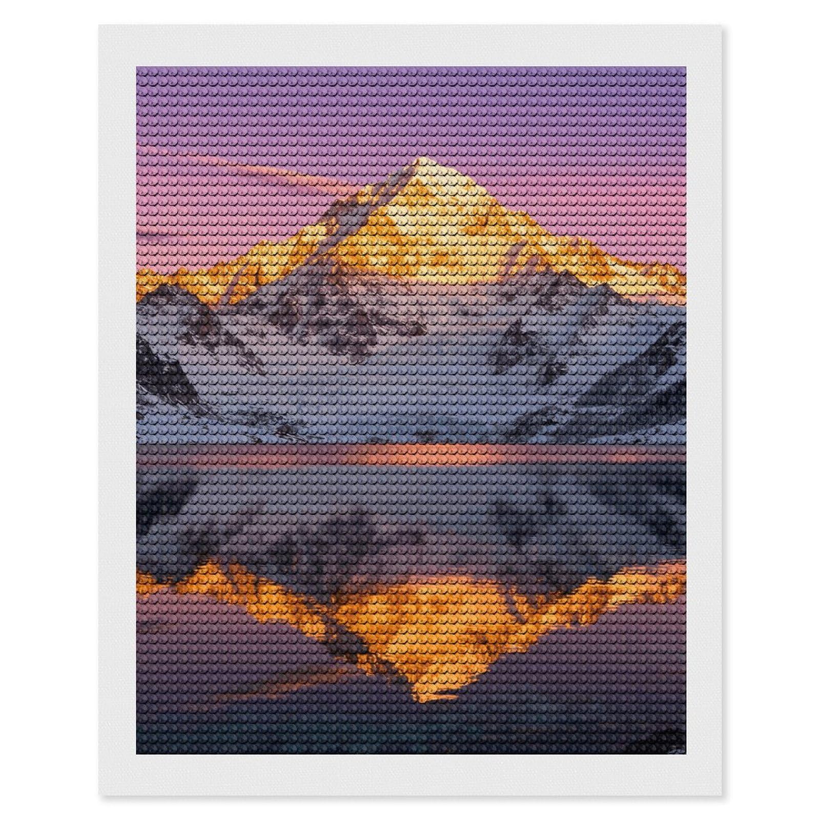 DWVTSLH Snow Mountain Lake View Diamond Painting Kits for Adults, Personalized Diamond Photo Art Full Drill, DIY 5D Diamond Art Painting Kits for Beginners, Home Wall Decor 16"x20"