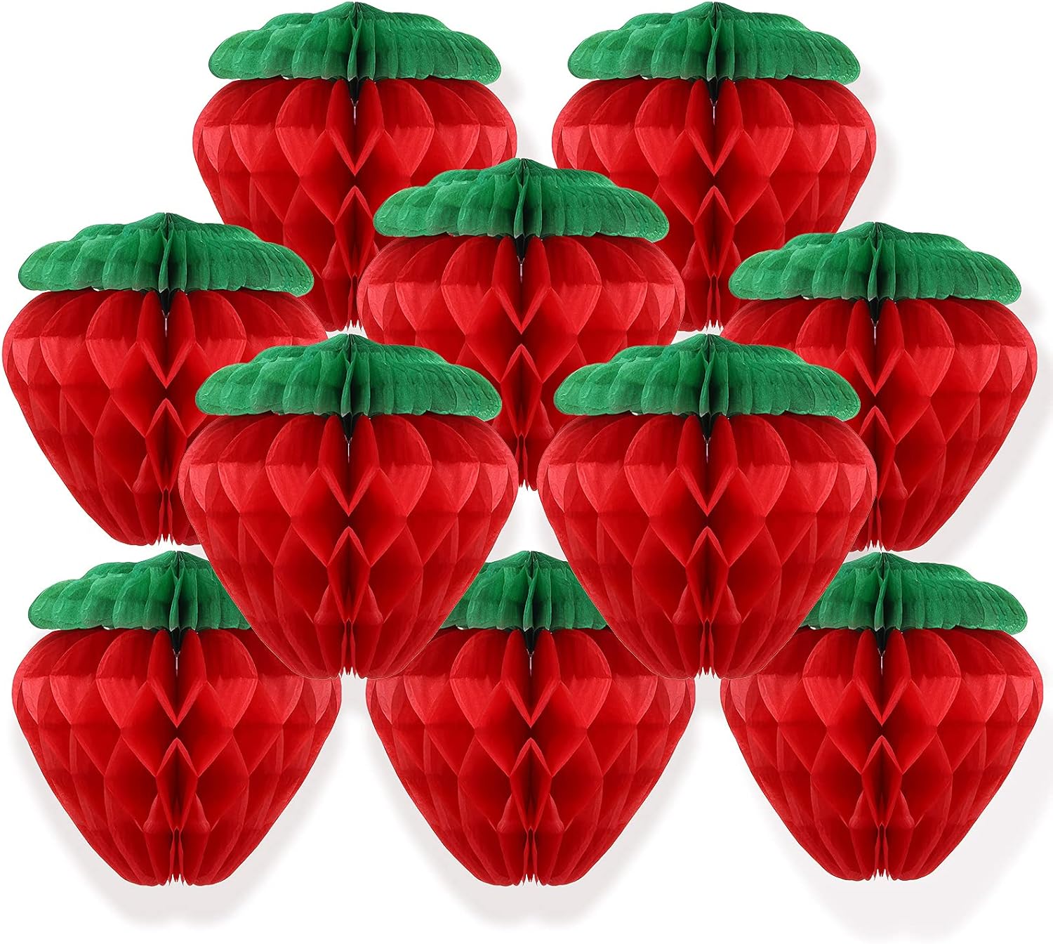Skylety 10 Pieces 6 Inch Strawberry Party Decorations Honeycomb Balls Paper Strawberry Tissue Pom Poms for Berry First Birthday Party Supplies Baby Shower Sweet Fruit Theme Wedding Decor(Red)