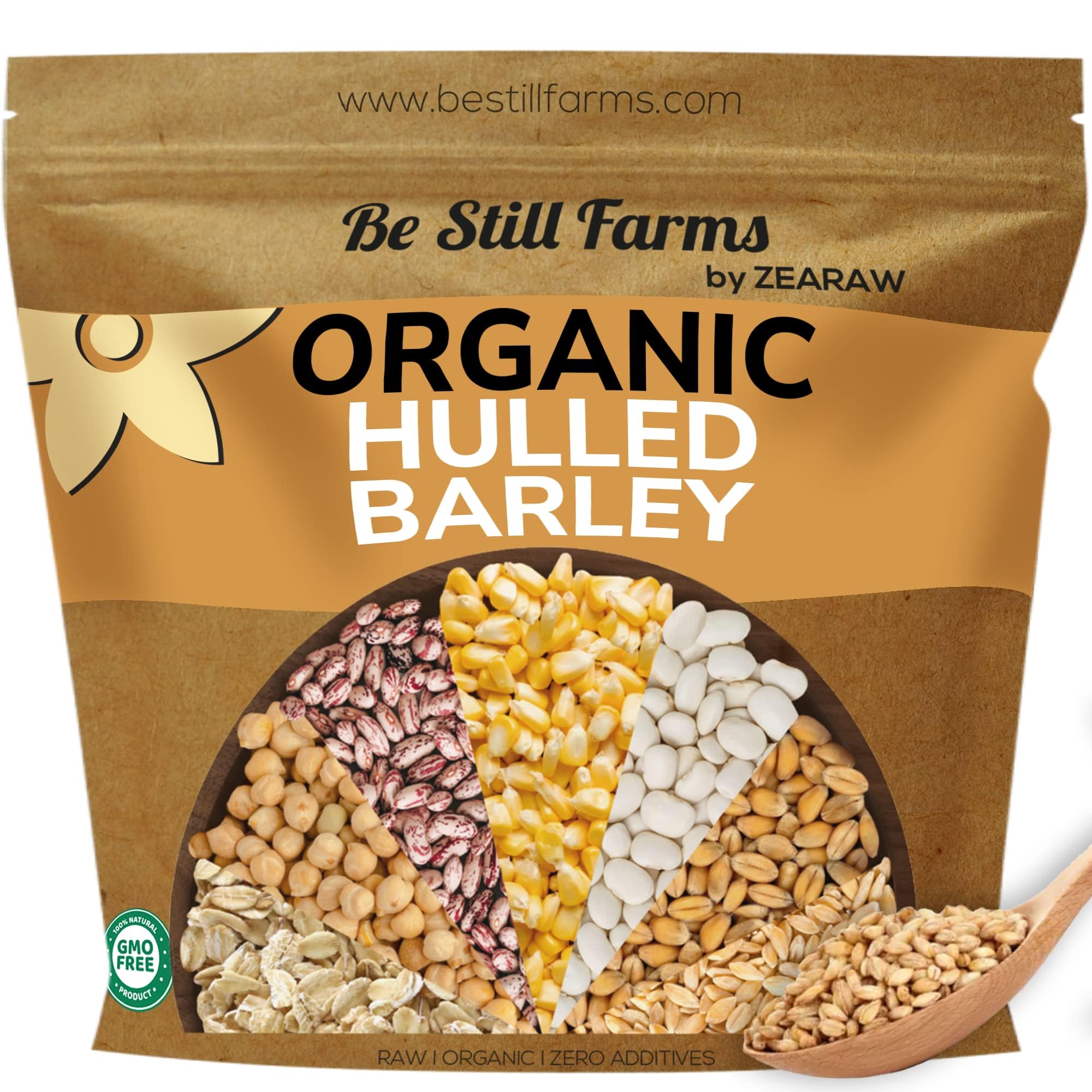 Be Still Farms Organic Hulled Barley Grain (2.8lb) - Whole Barley Groat Seed Bulk - Great for Soup, Flour, Cereal, Home Brewing, Grinding - High in Fiber | USA Grown | USDA Certified | Vegan | Non-GMOUSDA Organic