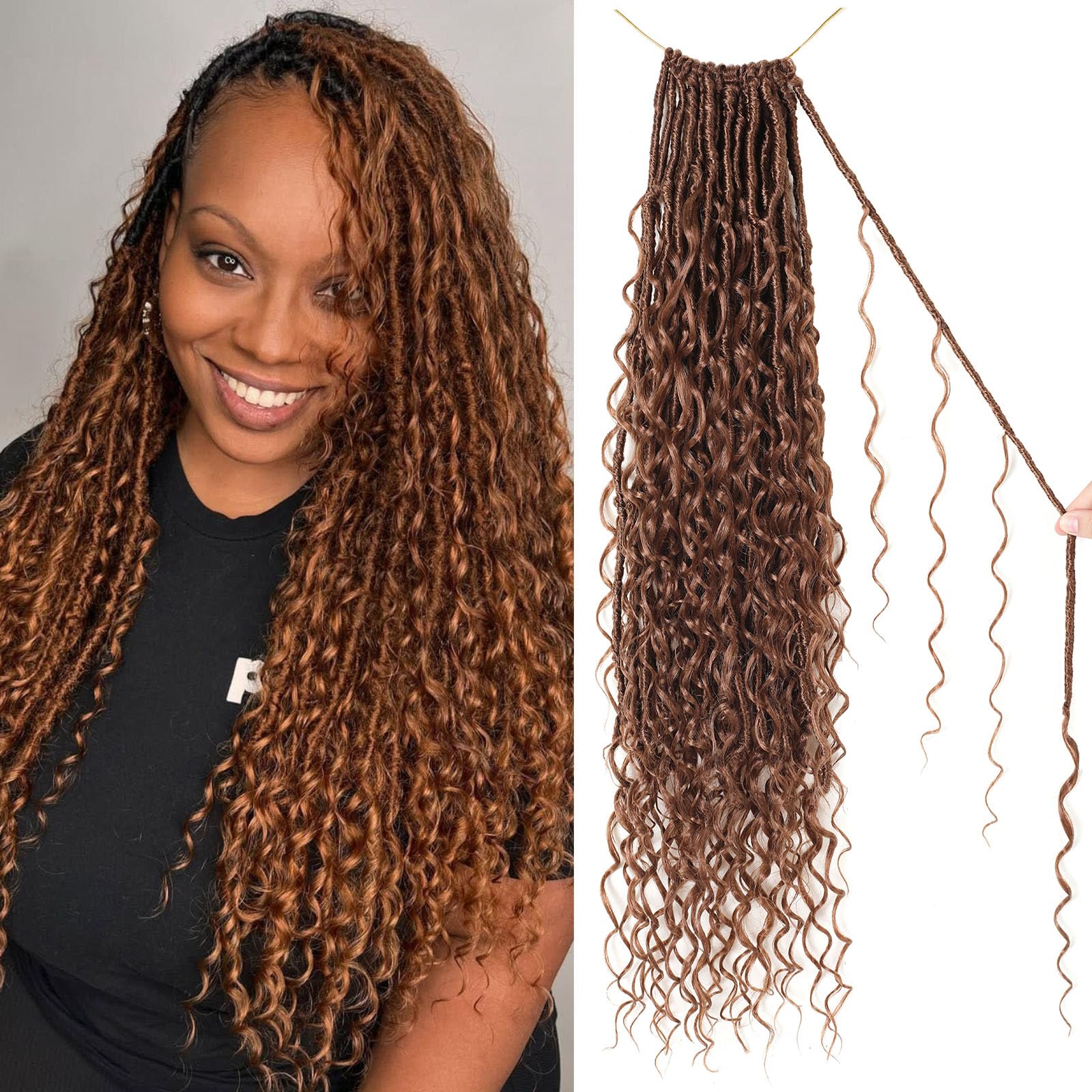 Photo 1 of 9 packs Prelooped Boho Faux Locs Crochet Hair (30#, 24 Inch)