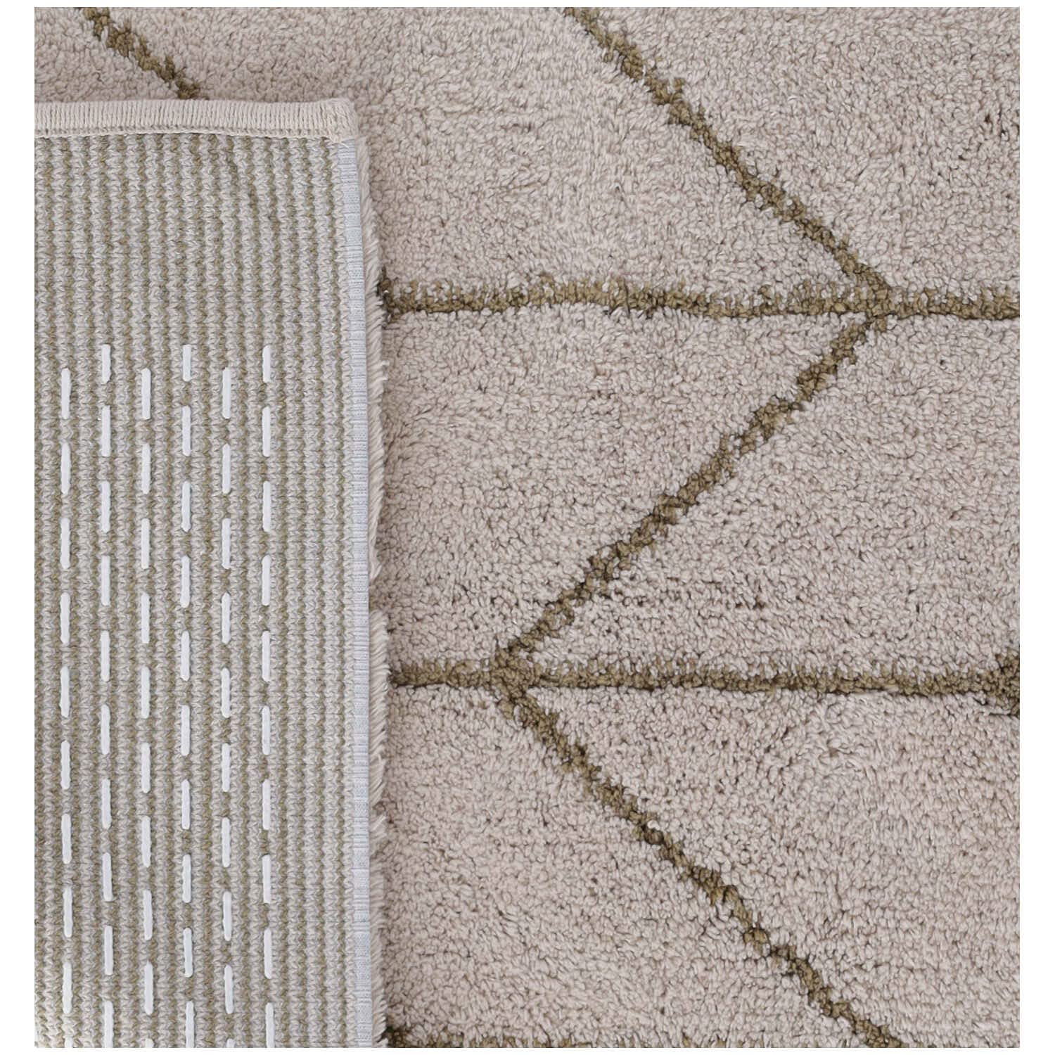 Casatessile Tappeto Bagno Antiscivolo BERBERO Scendidoccia Cotone Lavabile - Beige Sabbia, 60x110 cm.