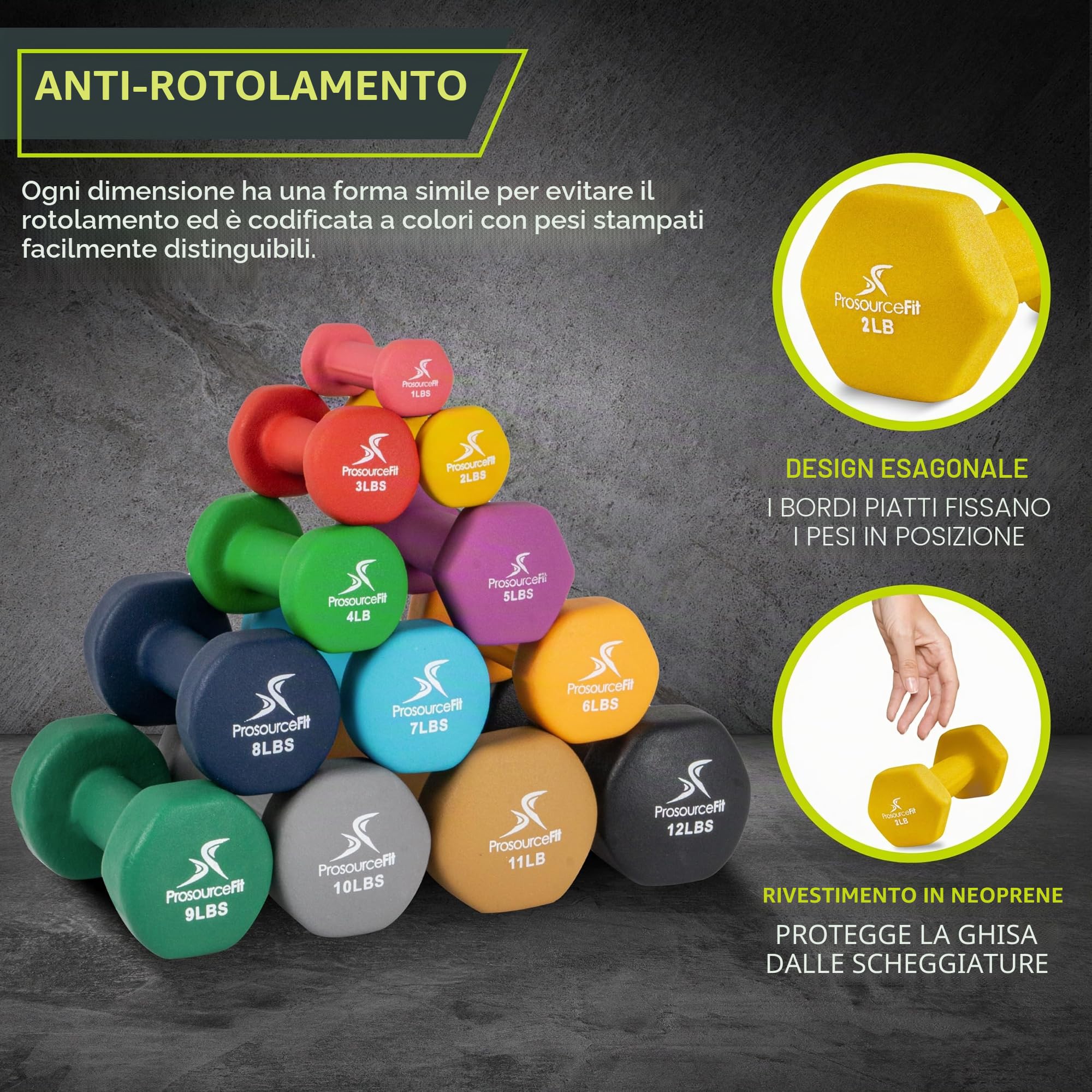 ProsourceFit Neoprene, Manubri Unisex Adulto