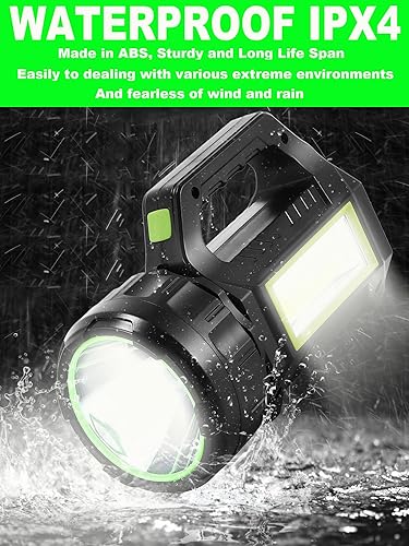 Miniatura 4 de SUYOOULIN Linterna solar LED recargable, súper brillante, 10000 lúmenes, linterna LED de mano, linterna de campamento, luz de trabajo, 5 modos de