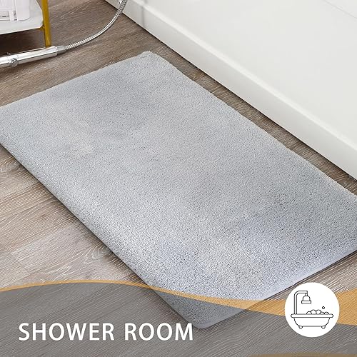 Miniatura 7 de MINIDEAR Bathroom Rugs 24x17 Light Gray - Thick Memory Foam Bath Mat, Ultra Soft & Plush Fluffy, Non-Slip, Quick Dry, Absorbent Washable Floor