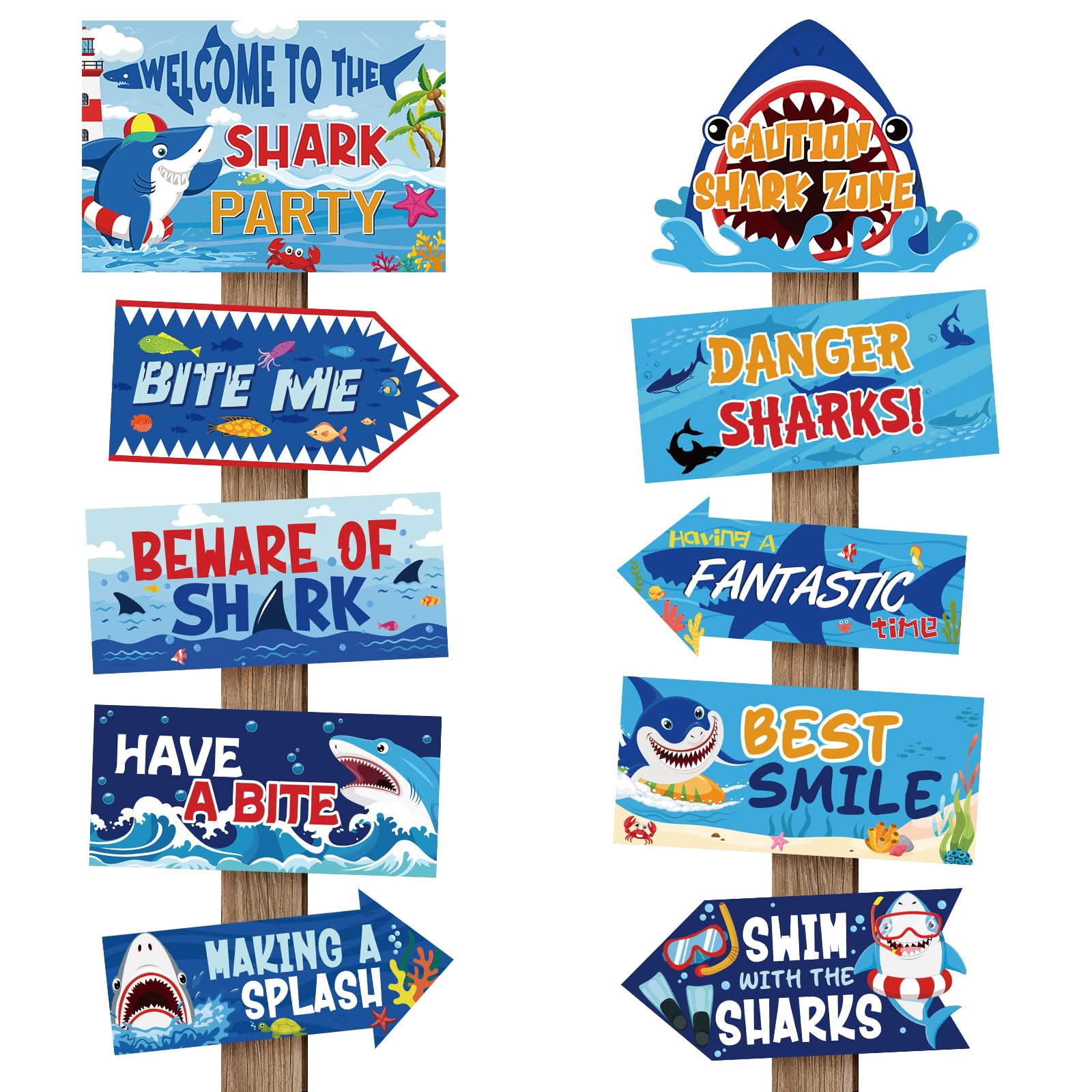 Hooqict Shark Birthday Party Decorations 20 Pieces Welcome To The Shark Signs for Kids Boys Classroom Under The Sea Ocean Beach Themed Party Supplies