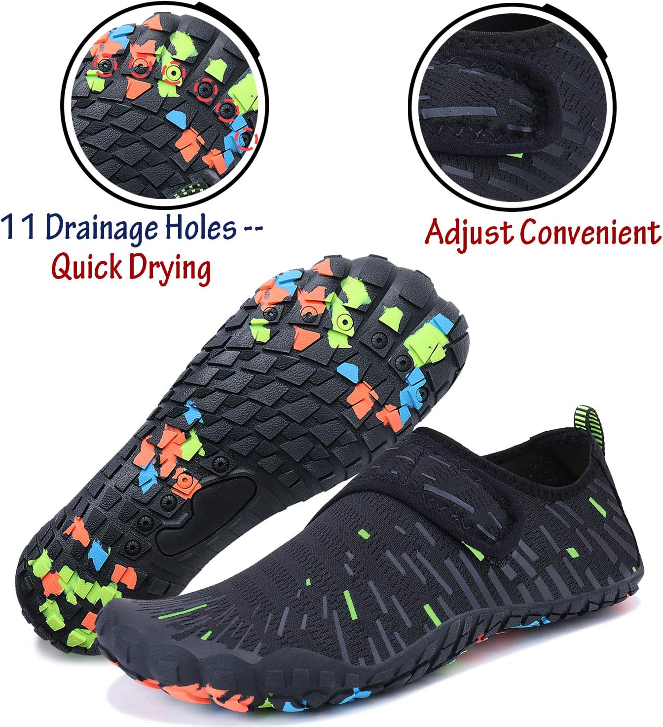Men Women Water Sports Shoes Slip-on Quick Dry Aqua Swim Shoes for Pool Beach Surf Walking Water Park 9 Women/7.5 Men 4 Black Green