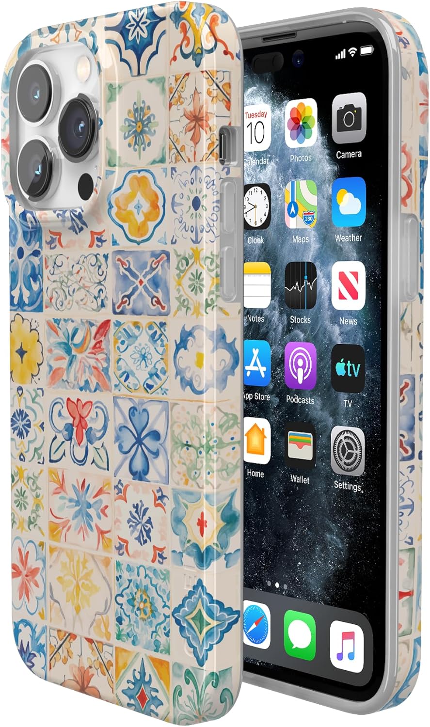 Casely iPhone 14 Pro Max Case | Tuscan Tiles | Dolce Vita | Compatible with MagSafe | Classic Ultra Slim Design