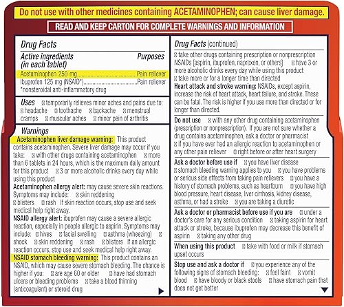Miniatura 6 de Motrin Dual Action con Tylenol, Analgésico de acción dual de acción rápida con ibuprofeno y acetaminofén para dolores y molestias menores,