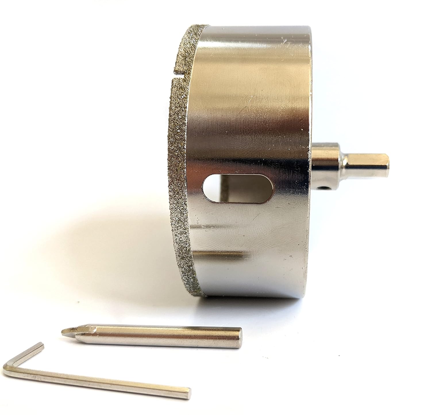 Drilax 4" Diamond Hole Saw | 1.5" Cutting Depth | Removable Pilot Pin & Triangular 3/8" Shank | Drilling for Ceramic, Porcelain, Tile, Quartz, Granite, Marble | Large Vent, Duct & Recessed Light Holes