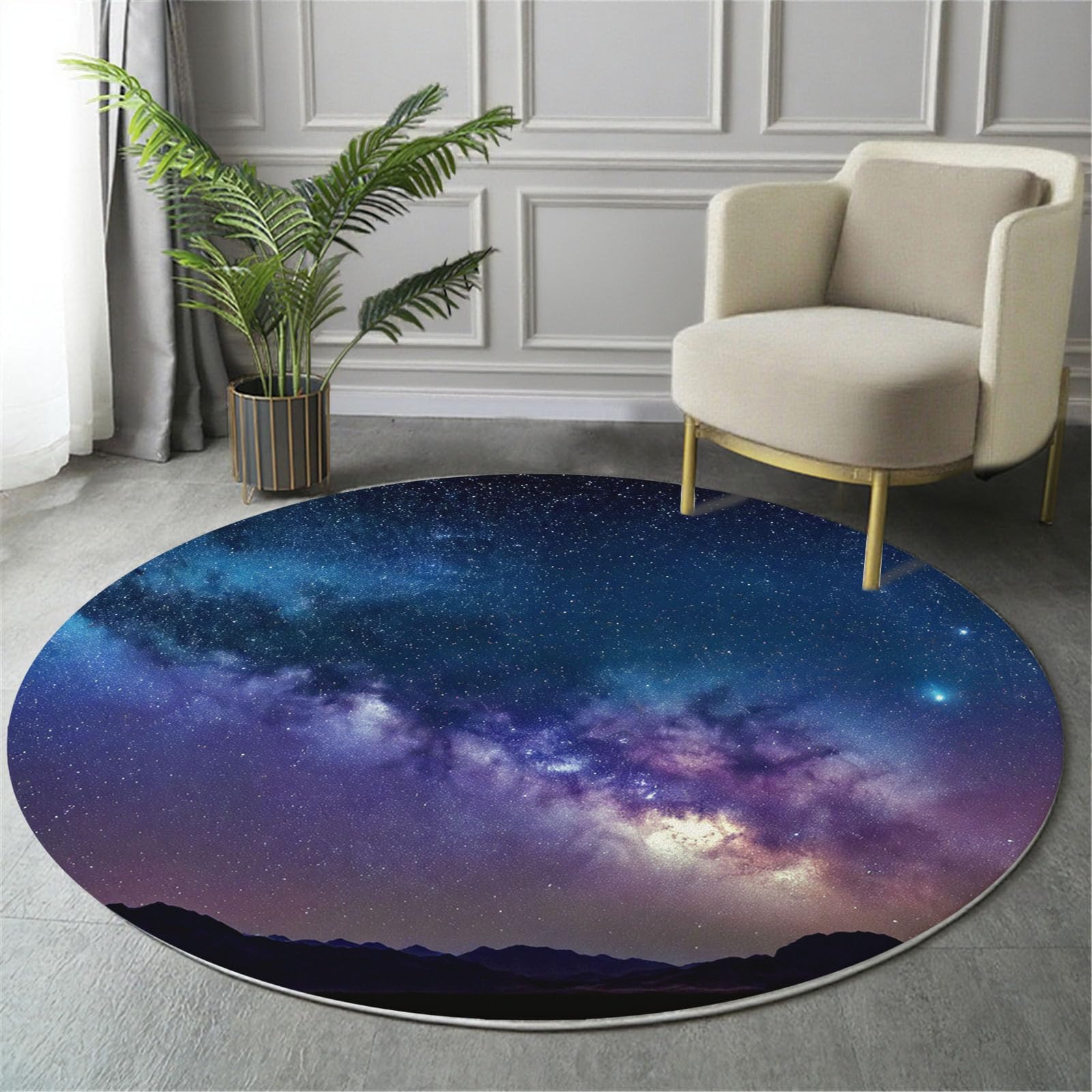 Tapis rond paysages naturels antidérapant pour sécuriser le sol de la chambre d'enfant