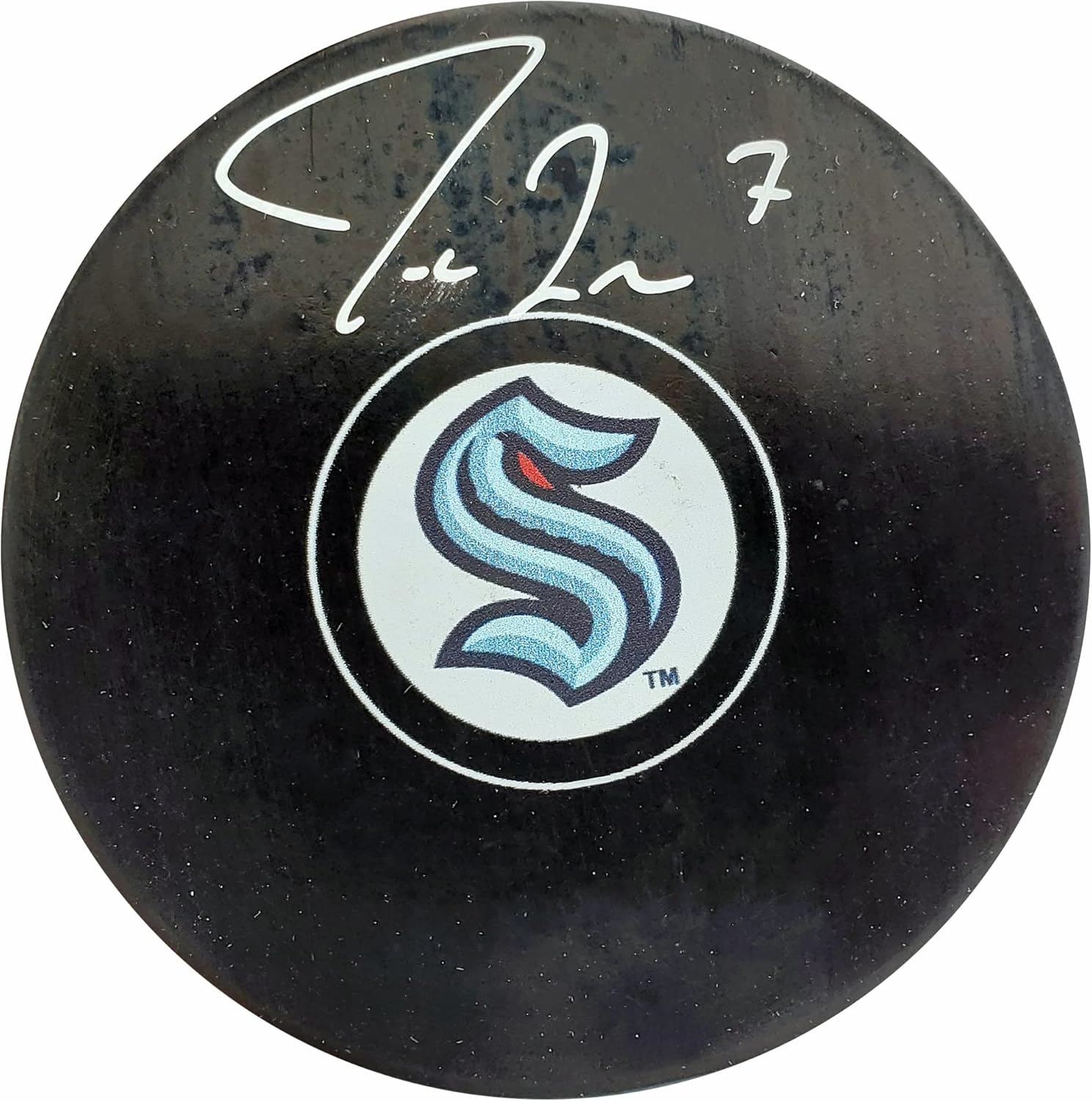 Jordan Eberle Autographed Official Logo Hockey Puck Holo Stock #200454
