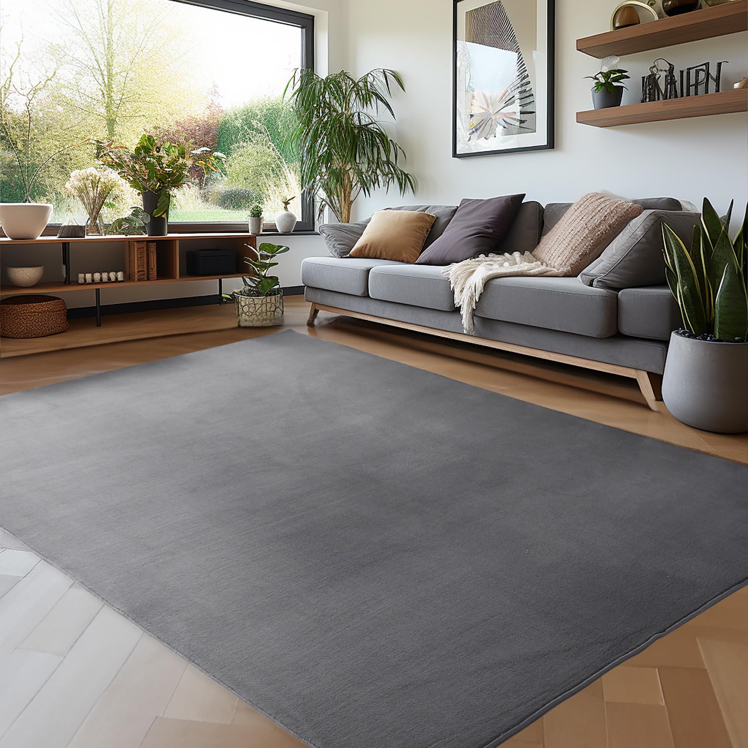 Carpettex Alfombra Salon de Pelo Corto 80 x 150 cm Gris - Alfombras de Habitacion Diseño Monocolor Sala de Extrasuave - Alfombra Cocina y Dormitorio Moderna, Tapete Sala OEKO-TEX STANDARD 100