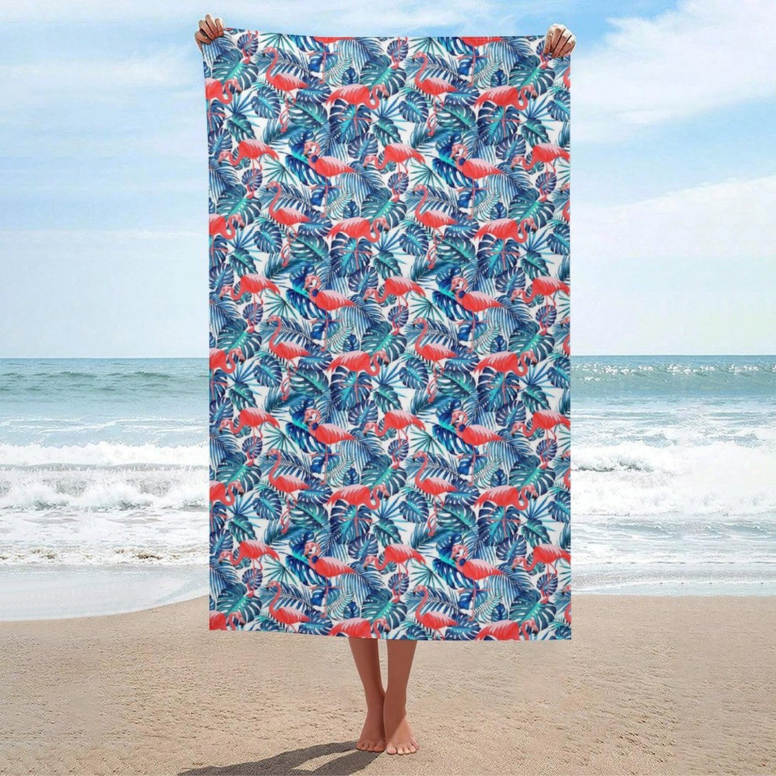 Anceky Bath Towel Quick-Dry Large Flamingo Beach Towels Soft Absorbent Bath Towel for Travel Swimming Gym 31 X 51 in