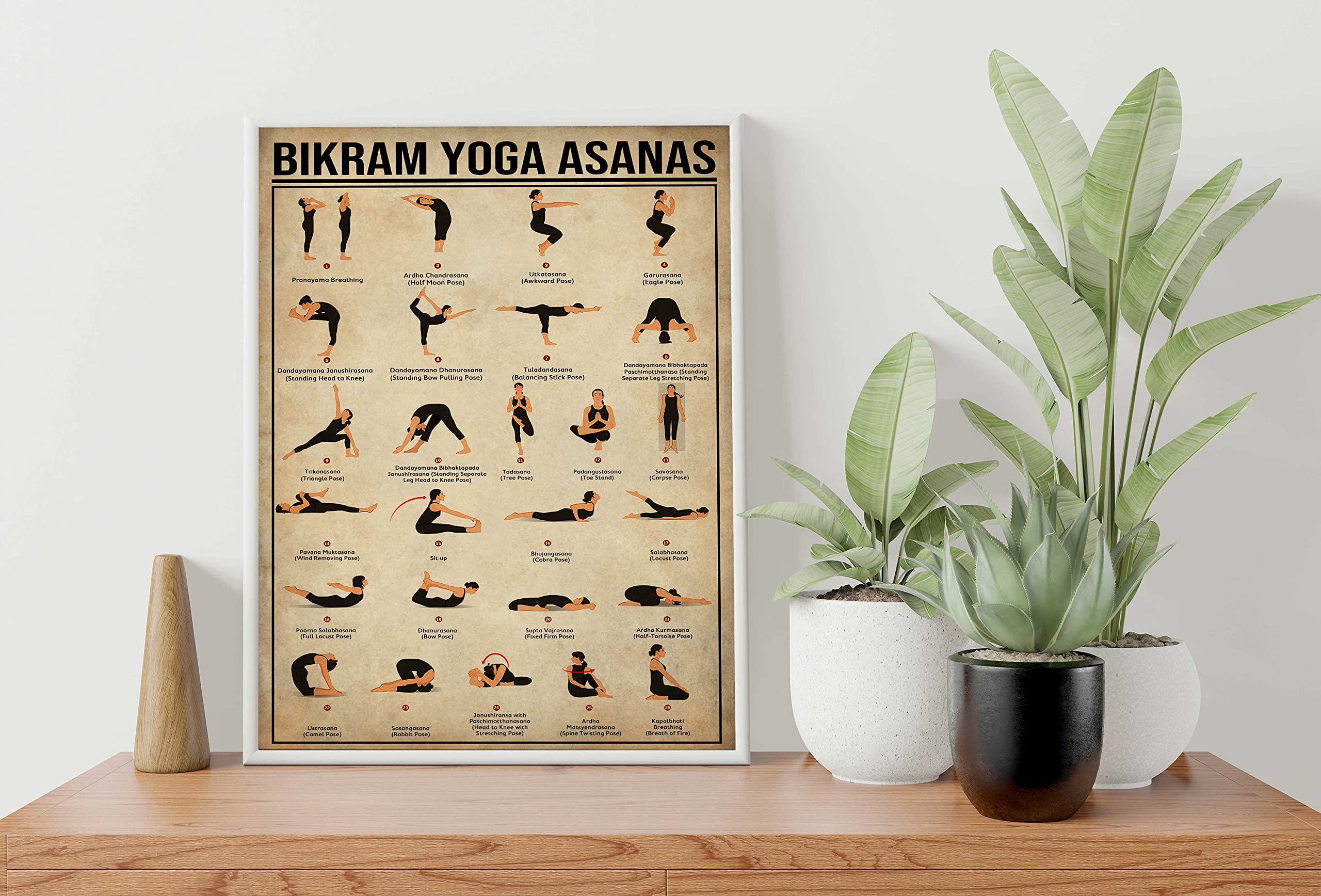 Nuboxx Yt_1 Bikram Yoga Poses Poster Yoga Art Yoga Wall Art Yoga Pose Print Yoga Decor Yoga Gifts Yoga Room Decor Yoga Lover Gift Yoga Art Print Funny Plaque Signs Gift For Room Office 6X8 Inch