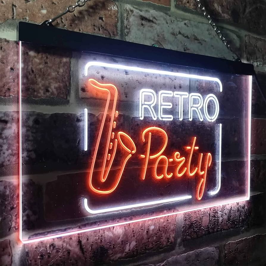 レトロ 電光看板  ネオンサイン ！ Amazon | Retro Party Music Room Dual Color LED看板 ネオン