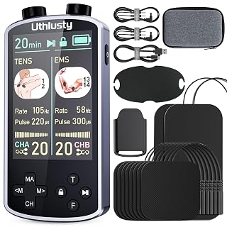 TENS Unit Muscle Stimulator with Color Display,Dual Channel TENS EMS Machine with Customizable Frequency&Pulse Width,36 Modes,20 Intensity Levels,Rechargeable Pain Relief Device–Black(Button Layout B) - Amazon product rated Grade A