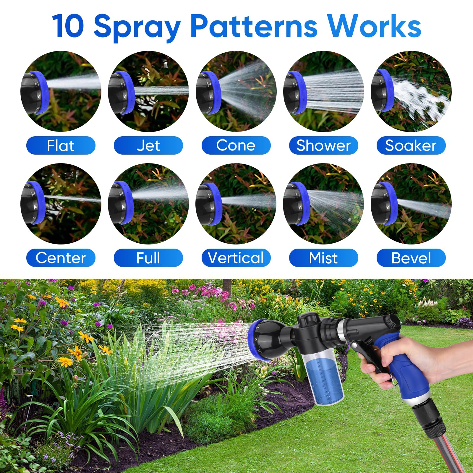 Pet Bathing Sprayer Kit,10 Spray Patterns, Adjustable Hose Wash Sprayer with 4 to 8 Bars Foam Blaster,Suitable for Pet Washing, Car Cleaning and Garden Use with 1/2” Quick Connector - image 2