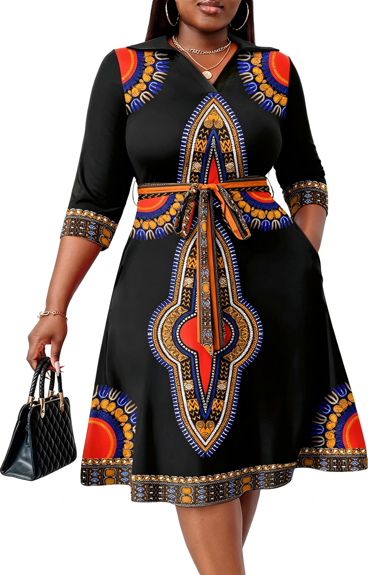 FANDEE Plus Size Midi Dress for Women Casual - Fit and Flare Summer Dresses