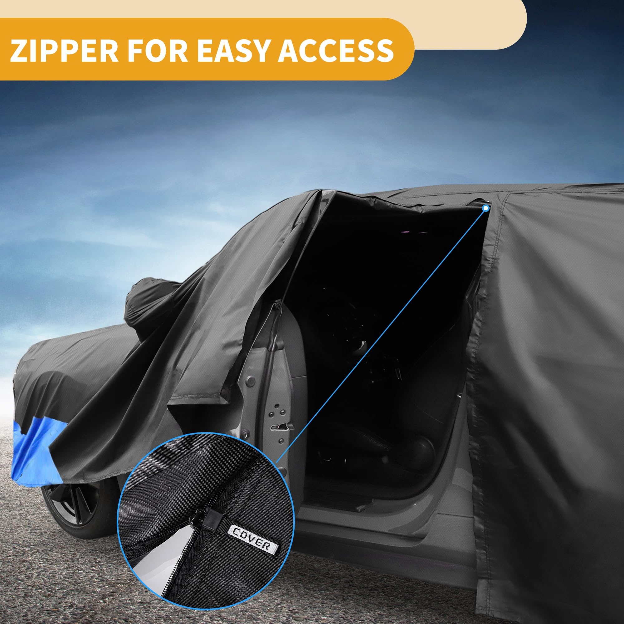 Partuto Car Cover Waterproof All Weather 210D UV Sun Rain Protection for Mini Cooper 2DR with Left Side — view 6