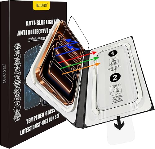 Miniatura 9 de Protector de pantalla antirreflejos para iPhone 15 Pro Max (6.7 pulgadas), bloqueo de luz azul, vidrio templado HD antirreflectante de grado militar