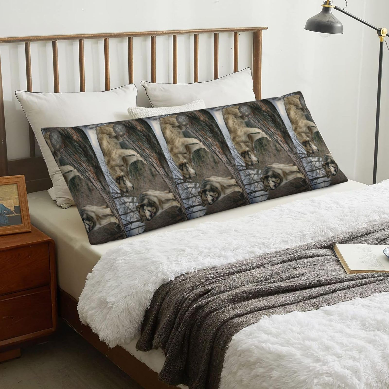 Wolf Printed, Body Pillow Cover with Zipper,Long Body Pillowcase 20 x 60 in