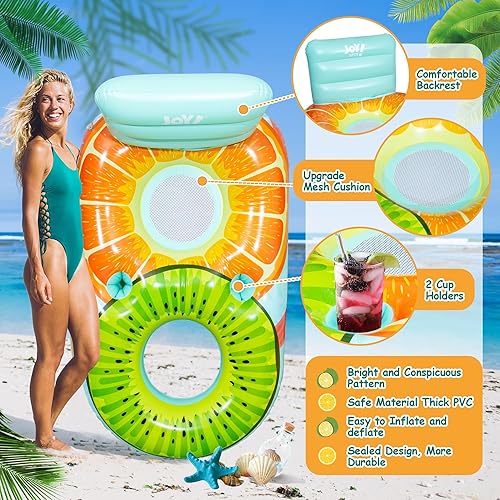 Miniatura 5 de Kids Pool Float with Water Gun,Inflatable Pool Floatie Toys,Space Travel Design with Rocket Spaceman Planet Star,Swimming Beach Party Raft,Summer