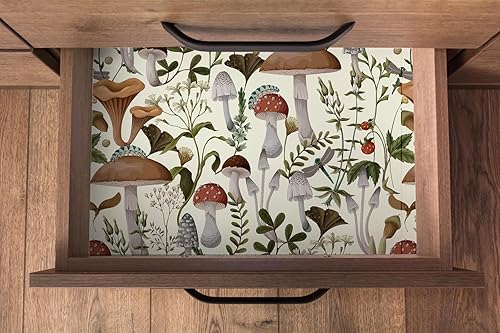 Miniatura 6 de HAOKHOME 93279-2 - Papel tapiz bohemio para despegar y pegar, diseño de bosque de hongos, papel de contacto extraíble para cocina, baño, color
