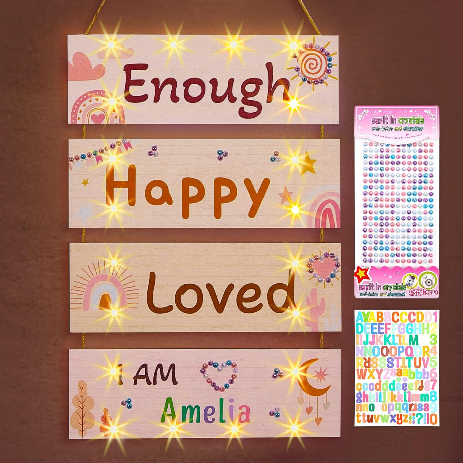 Unicorn Castle Girls Room Decor with LED Light Inspirational Motivational Room Decor for Teen Boys Wall Decor Art with Sticker for Nursery,Boho