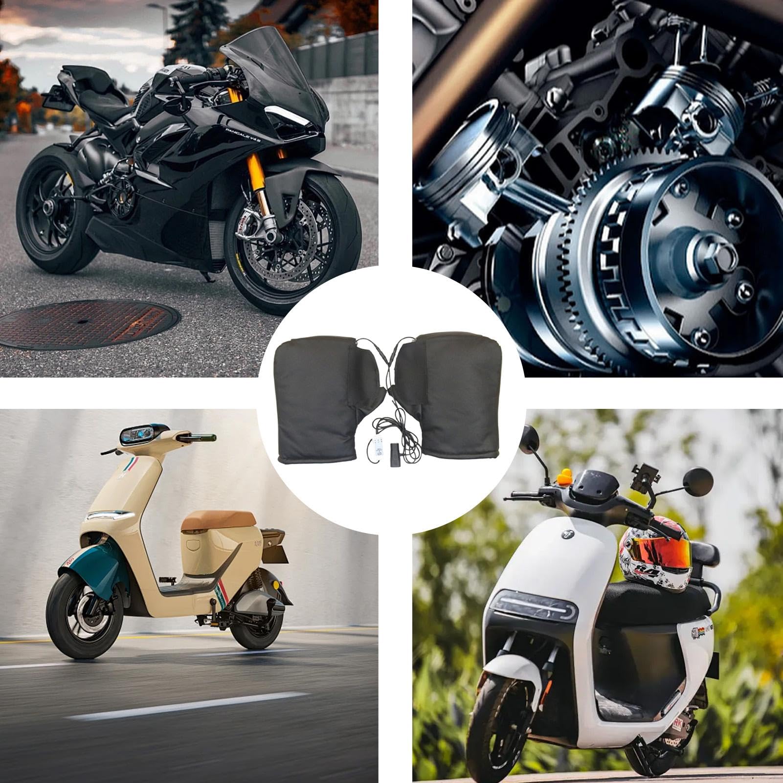 Manopole Per Manubrio Per Moto - Guanti Per Manubrio Per Moto Riscaldati, Manicotto Per Impugnatura Riscaldato Per Moto | Manopole Per Manubrio Antivento Impermeabili, Per Manubrio Riscaldan