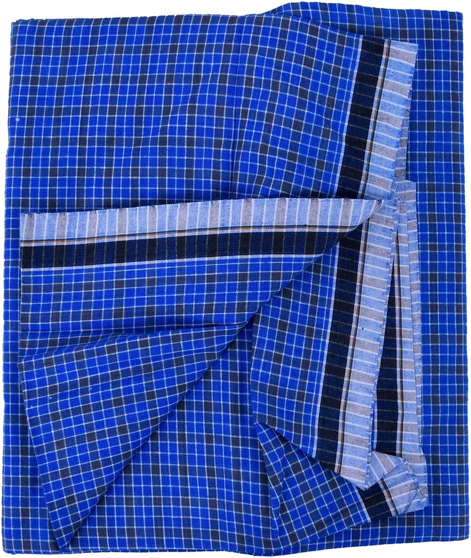 Akhil Stones Men's Handloom Cotton 2.5 m Lungi (Blue, Free Size)