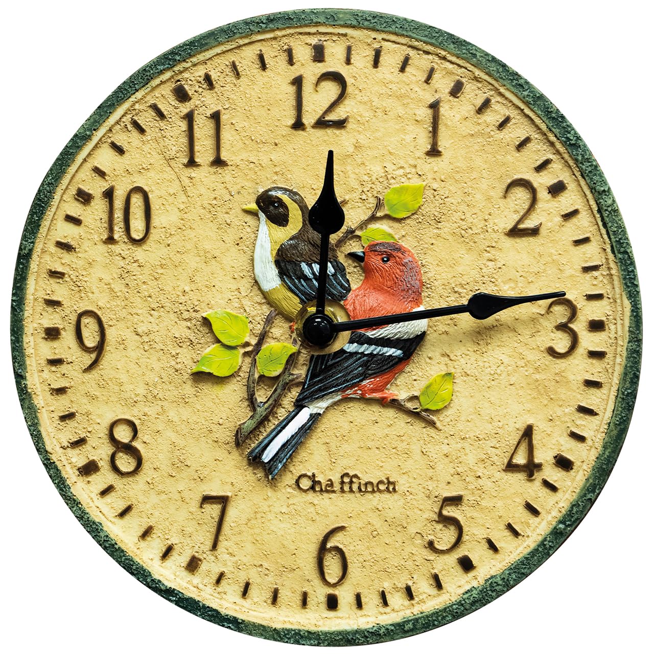 mysmartbuy.com Chaffinch 8" Indoor or Outdoor Clock - Battery Powered Weather Resistant Hand Painted Wall or Fence Clock with Bird Design & Hanging Bracket for Home or Garden – 20cm Diameter