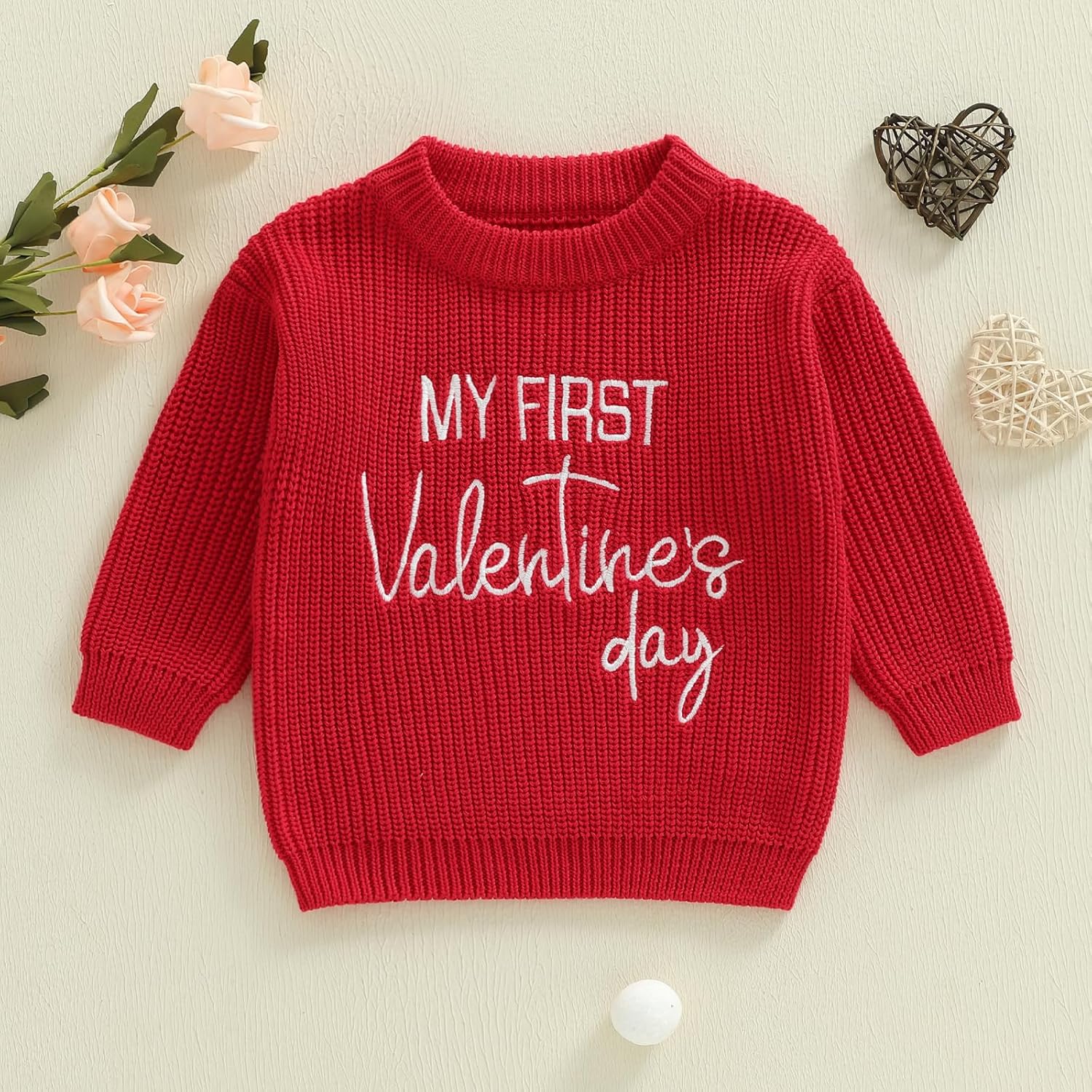 Thorn Tree My First Valentines Day Baby Boy Girl Outfit Knit Sweater Newborn Infant Sweatshirt Long Sleeve Pullover Sweater - Image 8