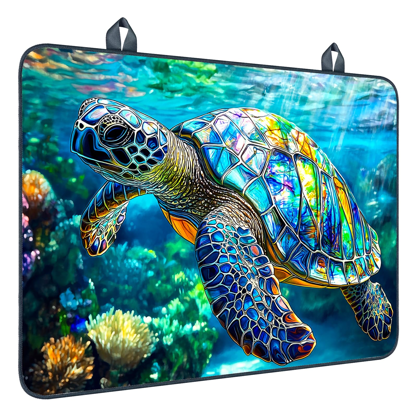Nuxovilar Stained Glass Turtle Stove Cover Diatomaceous 28.65x20.47 In