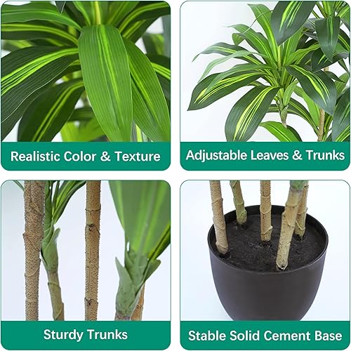 Miniatura 3 de Dracaena Fragrans - Plantas artificiales de 6 pies con 8 cabezas, árbol falso para decoración del hogar, decoración de oficina interior o exterior,