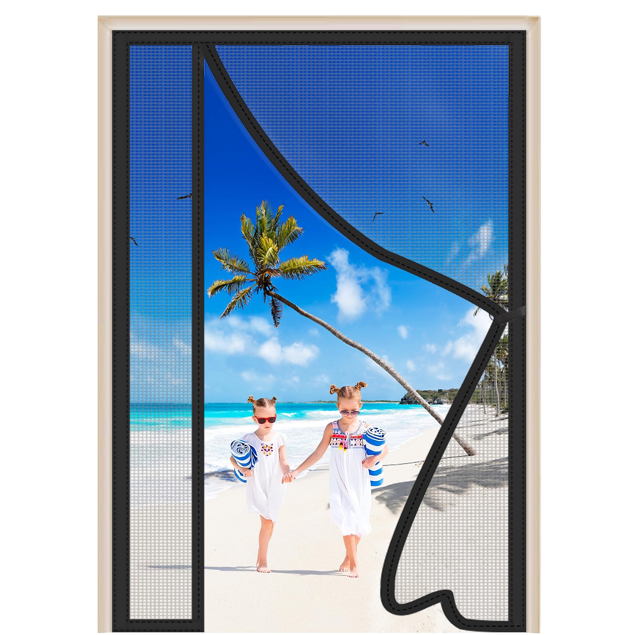 Moustiquaire porte 225x210 anti moustique magnétique pour baie vitrée sans percer