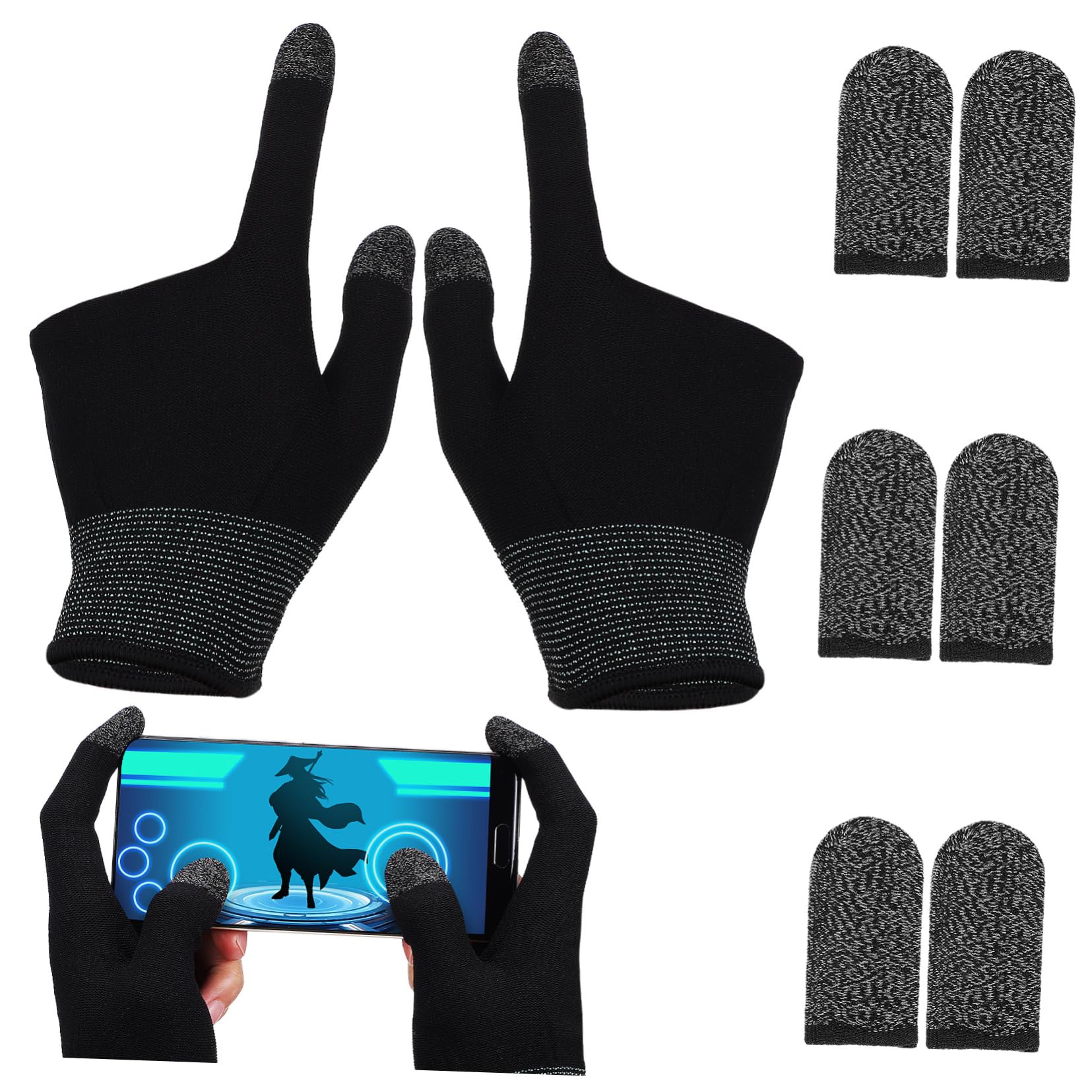 Schweißfeste Fingermanschetten WLLHYF 10 Stück Gaming Finger Sleeves - Atmungsaktiv, Anti-Schweiß Für Touchscreen Gaming Fingerlinge