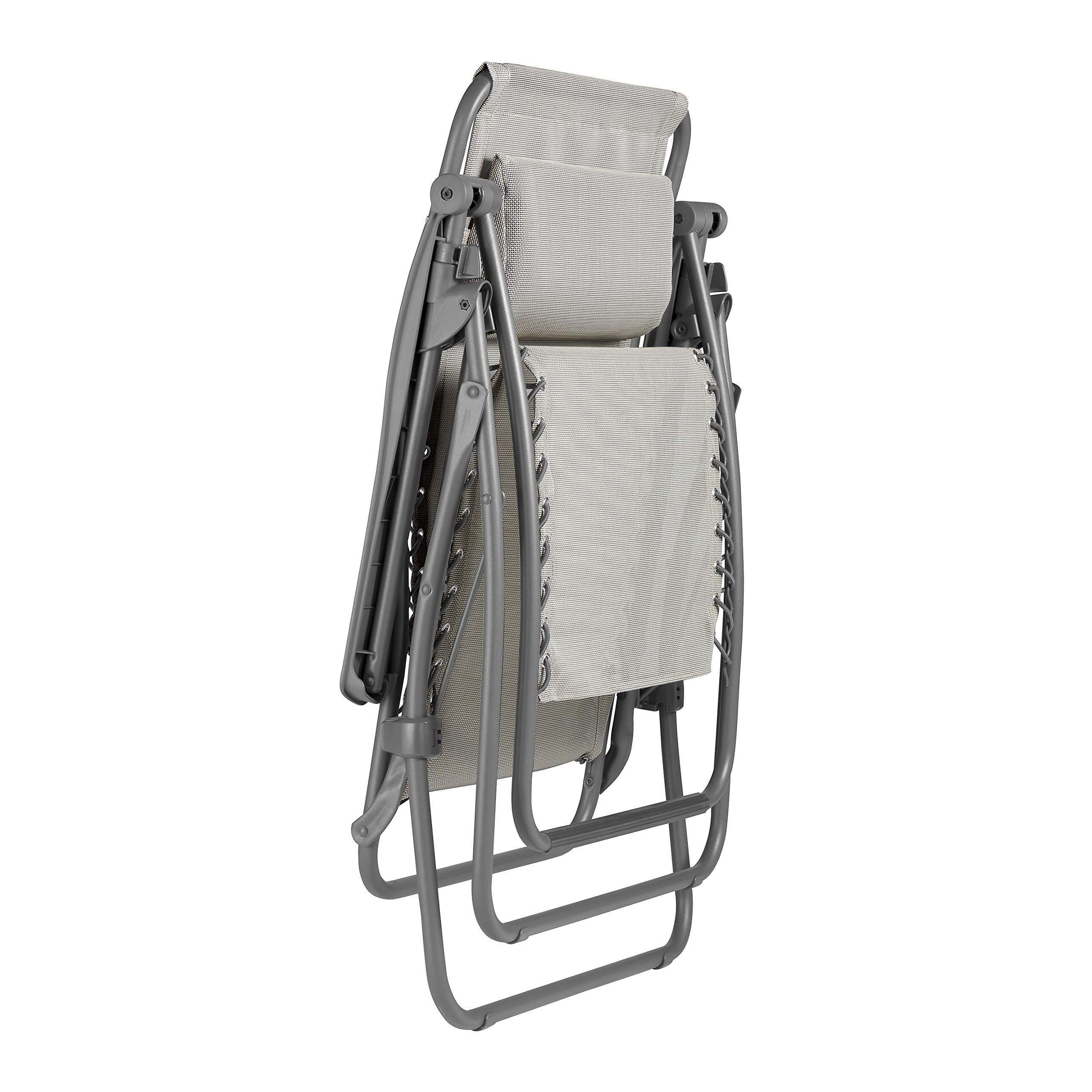 Lafuma MOBILIER - Fauteuil Relax Zéro Gravité RSXA - Chaise Longue Pliante Terrasse et Jardin - Toile Batyline Résistante - Transat Multiposition, Tout Confort, Fabriqué en France - Beige SEIGLE
