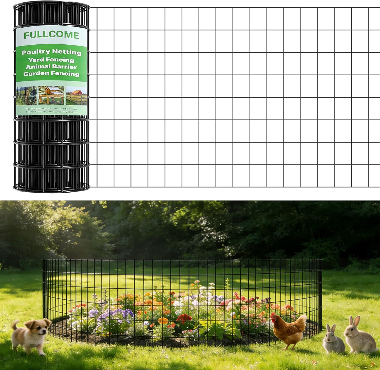 Black PVC Coated Welded Wire Fence Roll, 2"x3" Mesh 16 Gauge, 36inch x 50ft - Vegetable Garden Fence, Chicken Coop Pen, Yard Animal Barrier for Outdoor Agricultural(36''×50')