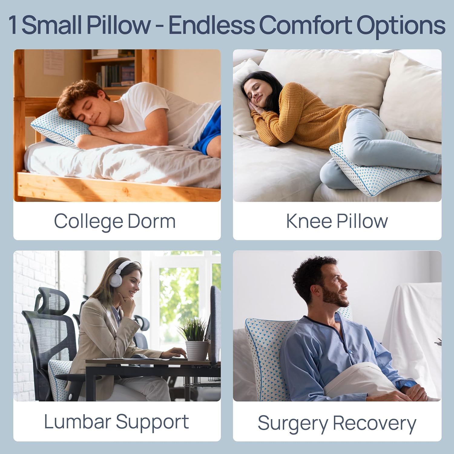 Cooling Shredded Memory Foam Travel & Camping Pillow Large, Adjustable College Dorm Pillow for Home-Like Comfort,Compressible Portable & Medium Firm Neck Support, Ideal Sleeping, Car, Airplane