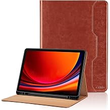Case for Samsung Galaxy Tab S10 Plus 2024/S9 FE+/S9 Plus 12.4 Inch 2023 - Model SM-X820/X826B/X610/X616B/X810/X816B with S Pen Holder and Pocket, PU Leather Folio Stand Cover Auto Wake/Sleep, Brown