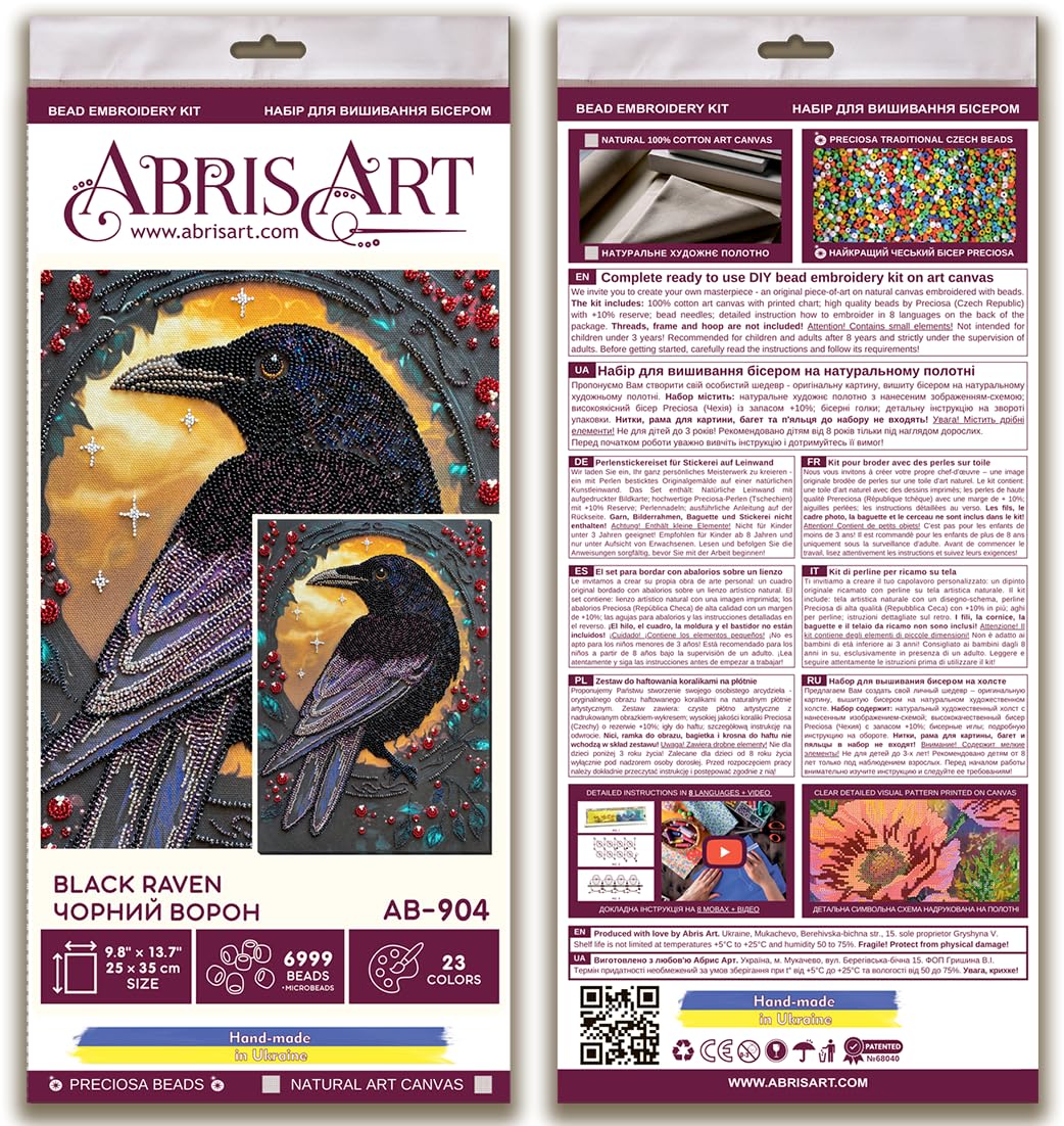 Zestaw do haftowania głównych koralików Abris Art - Black Raven AB-904
